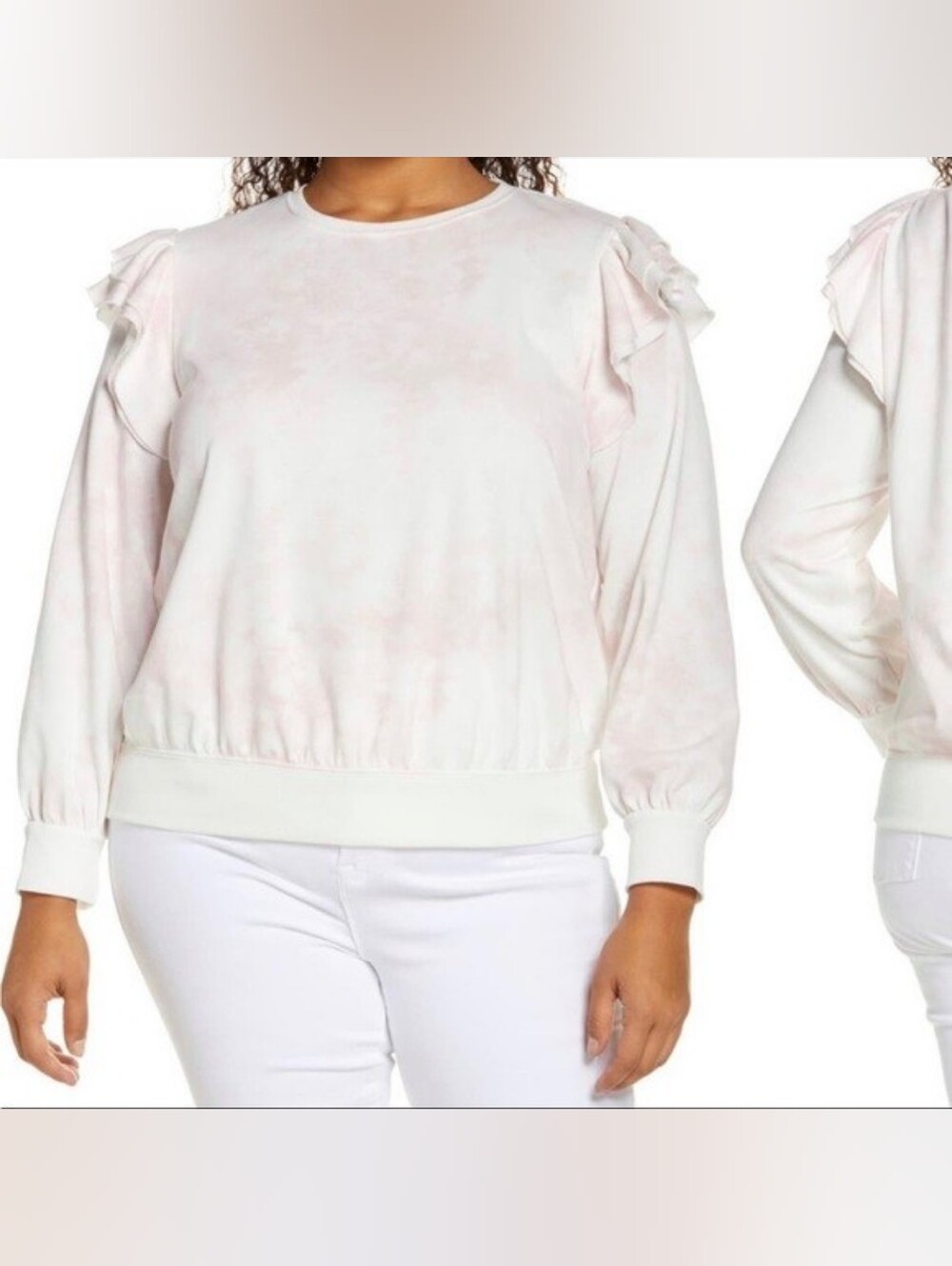 1 State Tie Dye Pink Ruffle Sweatshirt